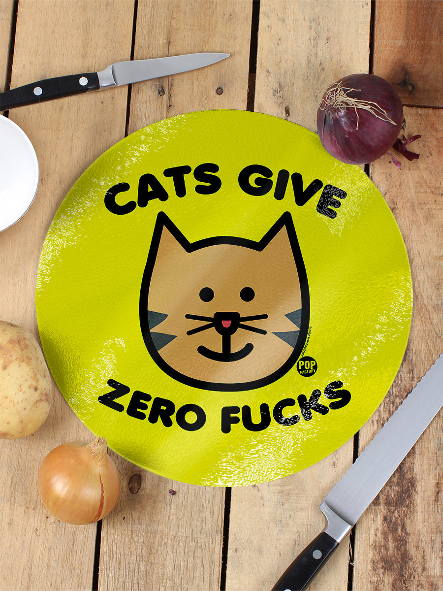 Pop Factory Cats Give Zero Fucks Circular Chopping Board