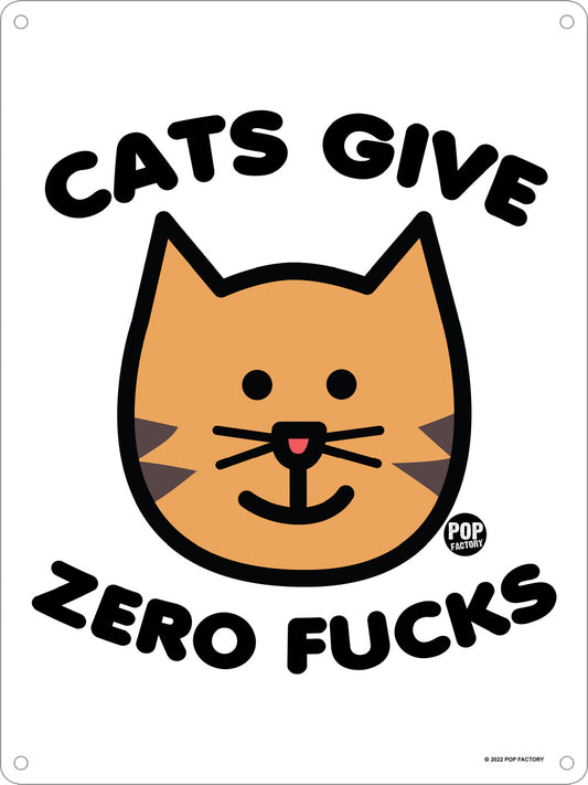 Pop Factory Cats Give Zero Fucks Mini Tin Sign