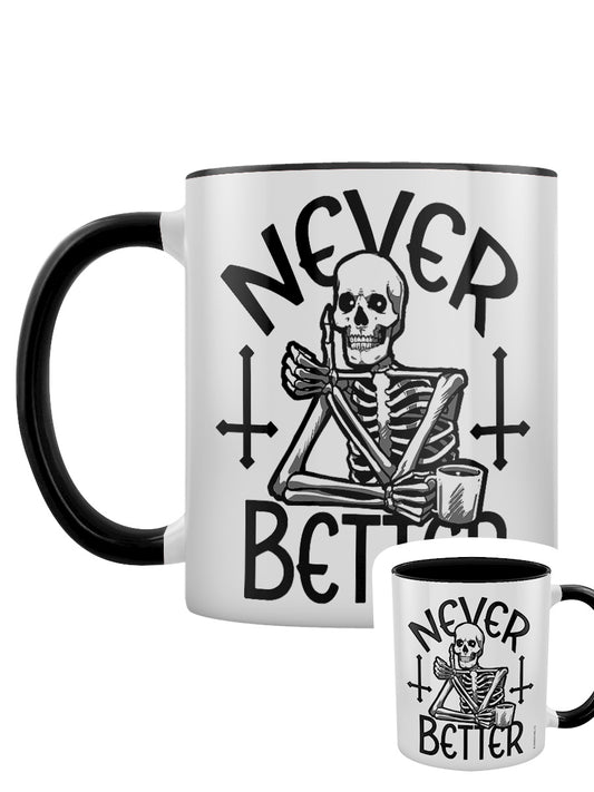 Skeleton Never Better Black Inner 2-Tone Mug