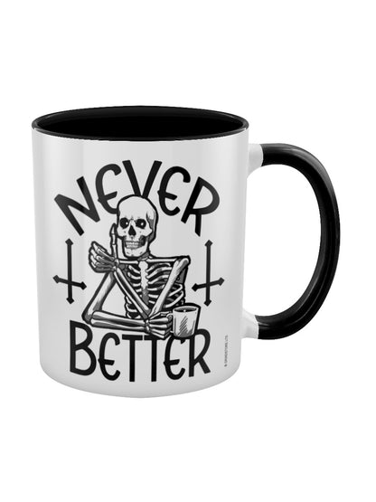 Skeleton Never Better Black Inner 2-Tone Mug
