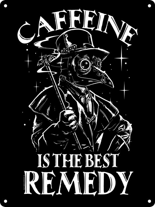 Plague Doctor Caffeine Is The Best Remedy Mini Tin Sign