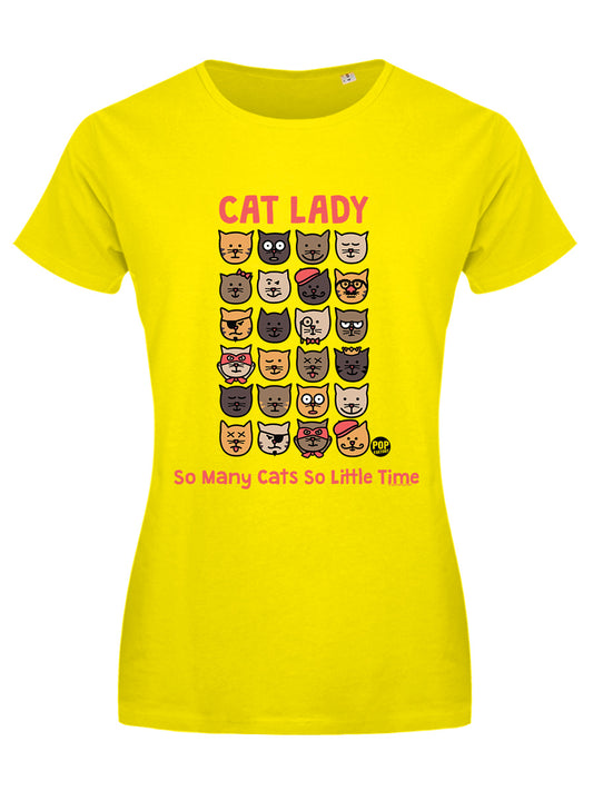 Pop Factory Cat Lady Ladies Yellow T-Shirt