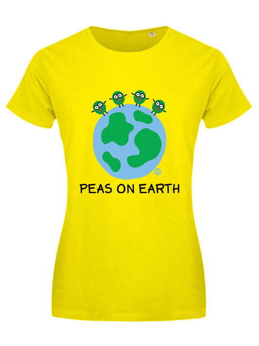 Pop Factory Peas On Earth Ladies Yellow T-Shirt