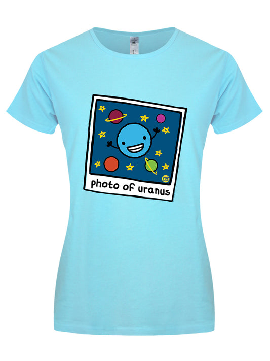 Pop Factory Photo of Uranus Ladies Turquoise T-Shirt