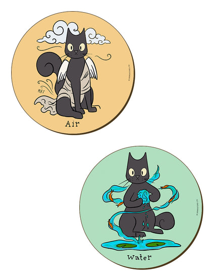 Spooky Cat Elements 4 Piece Coaster Set