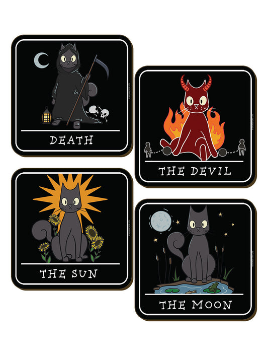 Spooky Cat Tarot 4 Piece Coaster Set