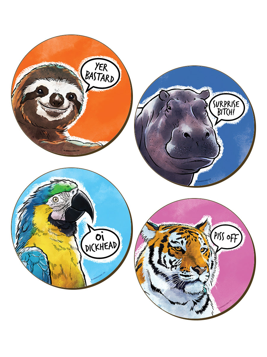 Cute But Abusive Wildlife 4 Piece Coaster Set