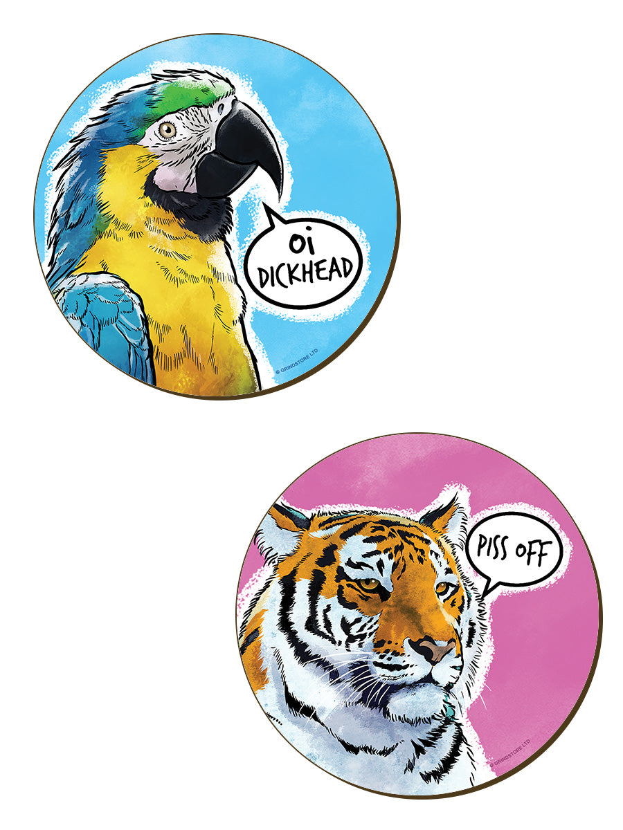 Cute But Abusive Wildlife 4 Piece Coaster Set