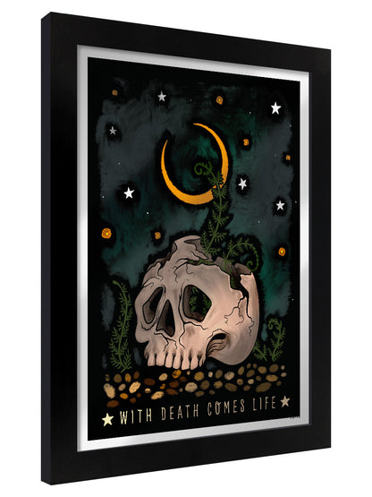 Framed With Death Comes Life Mirrored Tin Sign