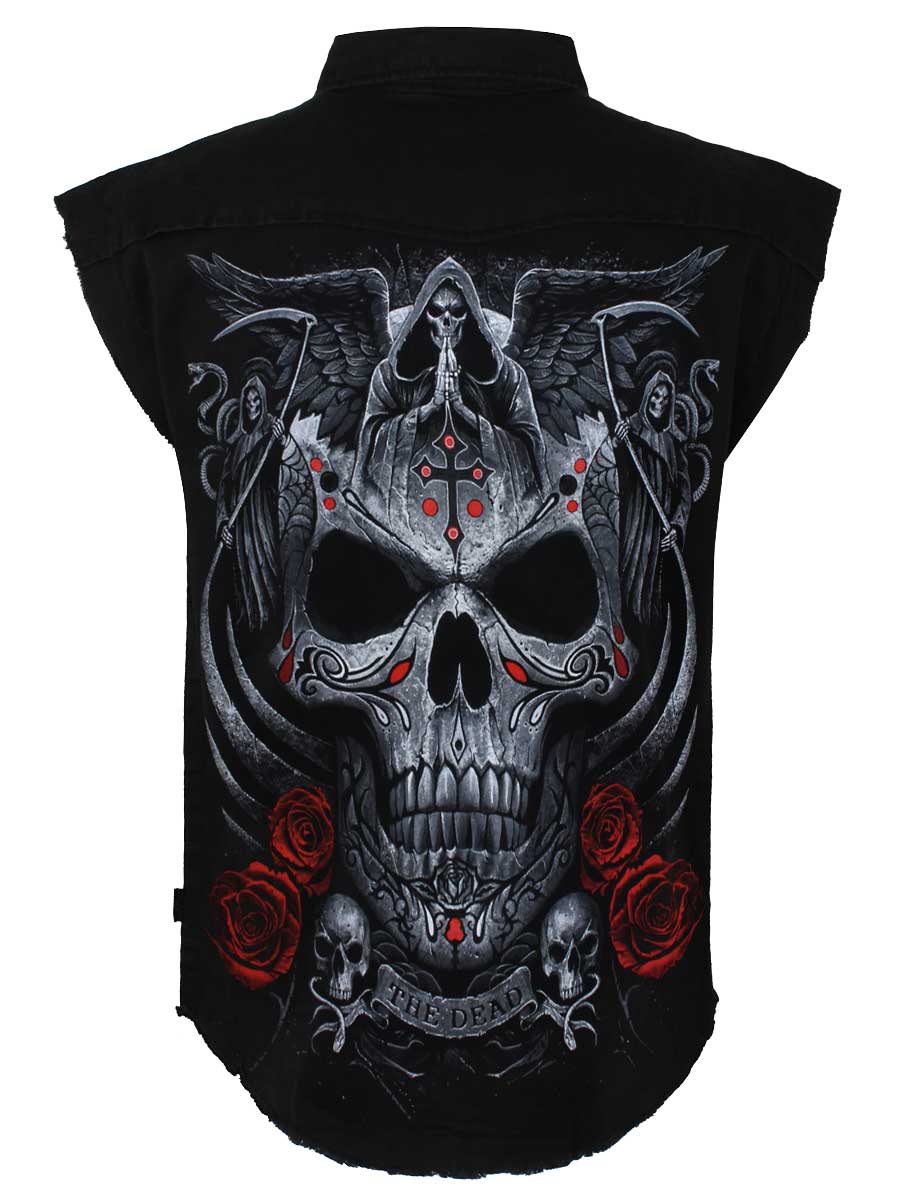 Spiral The Dead Sleeveless Stone Washed Black Worker Shirt