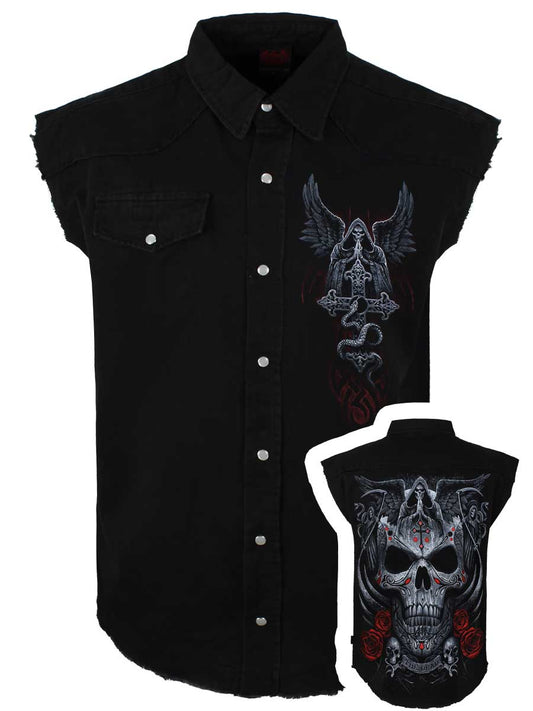 Spiral The Dead Sleeveless Stone Washed Black Worker Shirt