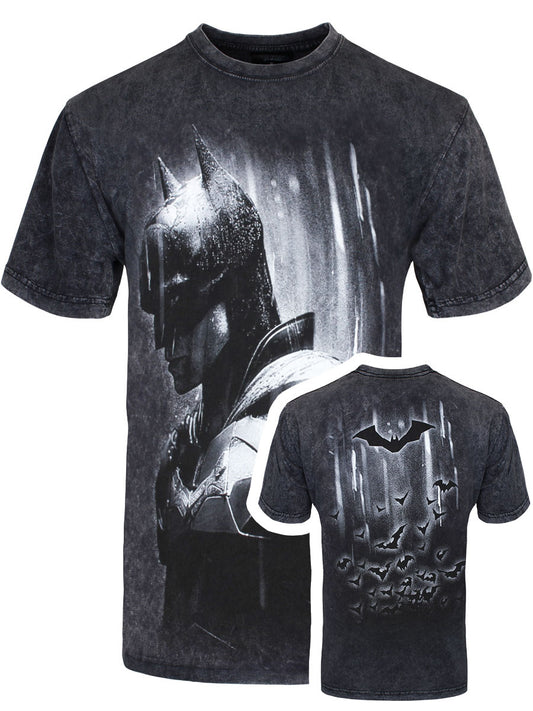 Spiral The Batman Acid Rain Men's Black Acid Wash T-Shirt
