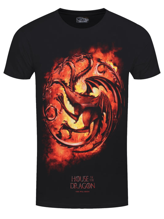 Spiral House of the Dragon Flames Men's Black T-Shirt
