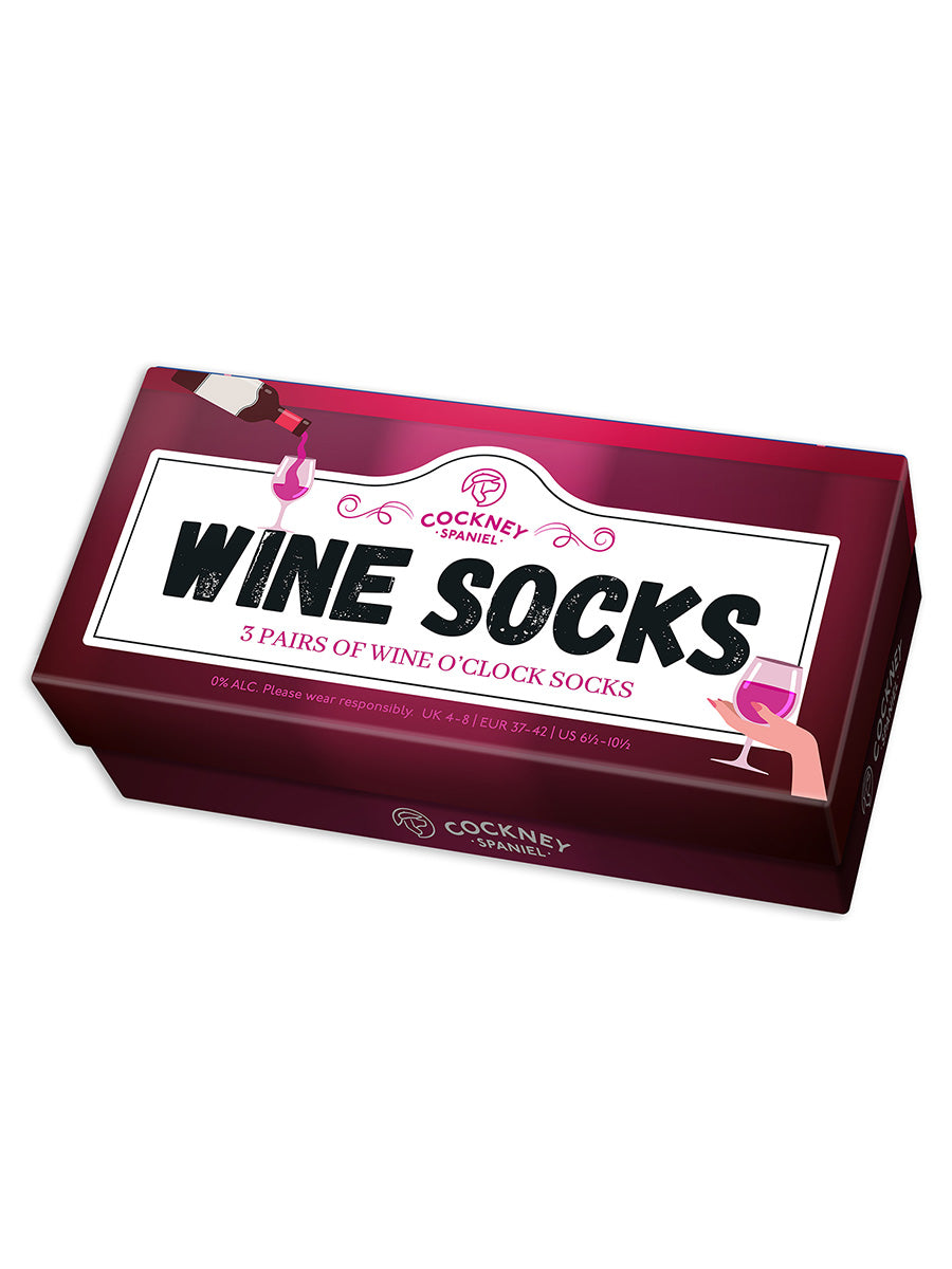 Cockney Spaniel Novelty Wine Socks - 3 Pack (UK 4-8)