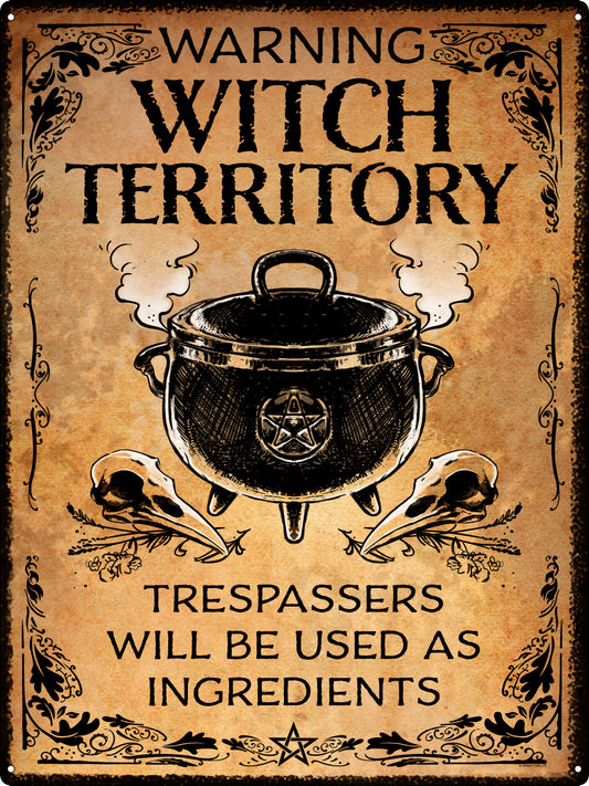 Warning Witch Territory Tin Sign