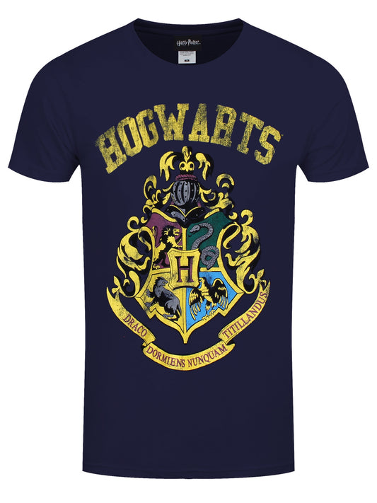 Harry Potter Hogwarts Faded Crest Men's Navy T-Shirt