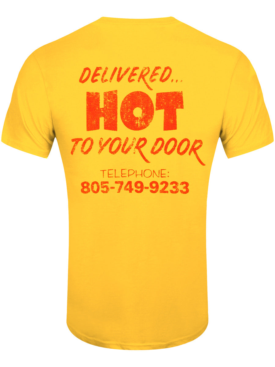 Stranger Things Surfer Boy Pizza Men's Yellow T-Shirt
