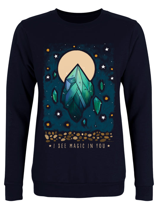 Magical World I See Magic In You Navy Blue Ladies Sweater