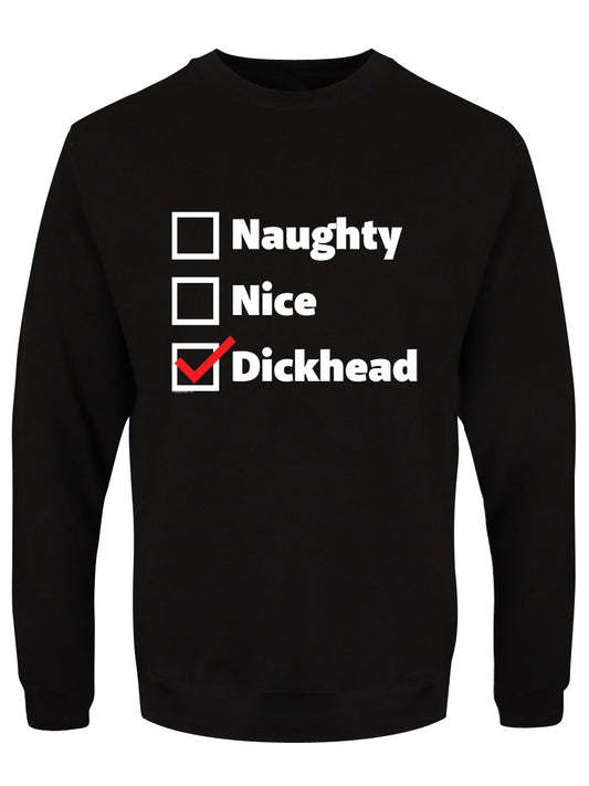 Naughty Nice Dickhead Men's Black Christmas Jumper