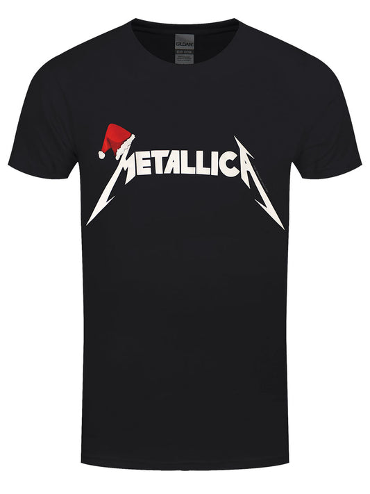 Metallica Santa Hat Men's Black Christmas T-Shirt