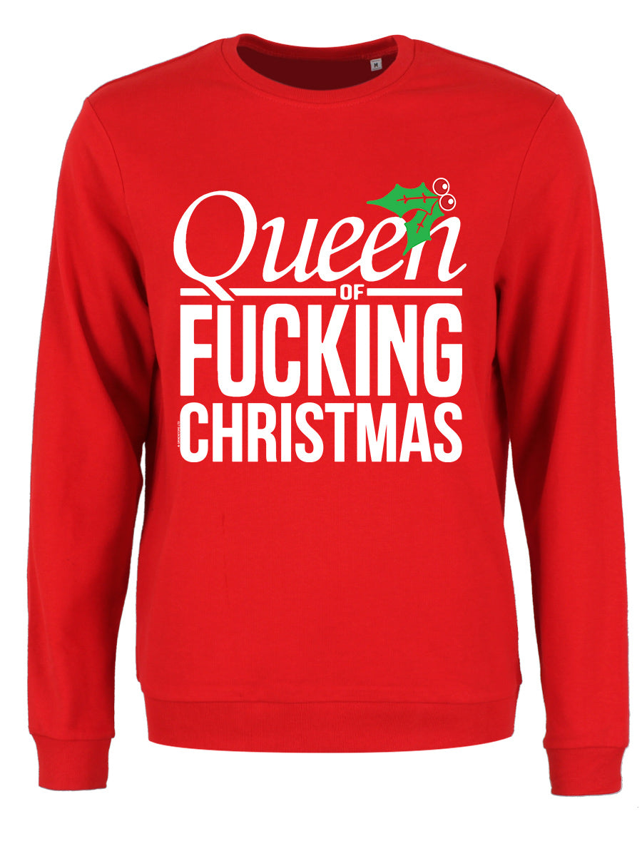 Queen Of Fucking Christmas Ladies Red Christmas Jumper
