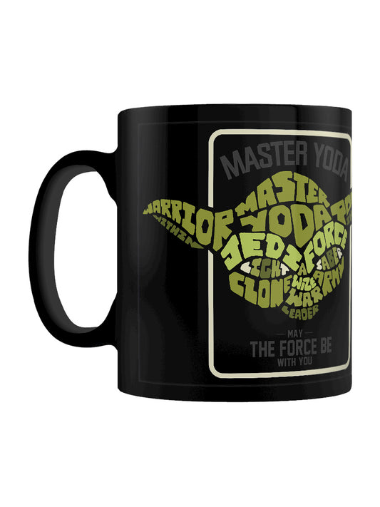 Clone Wars Yoda Calligram Black Mug