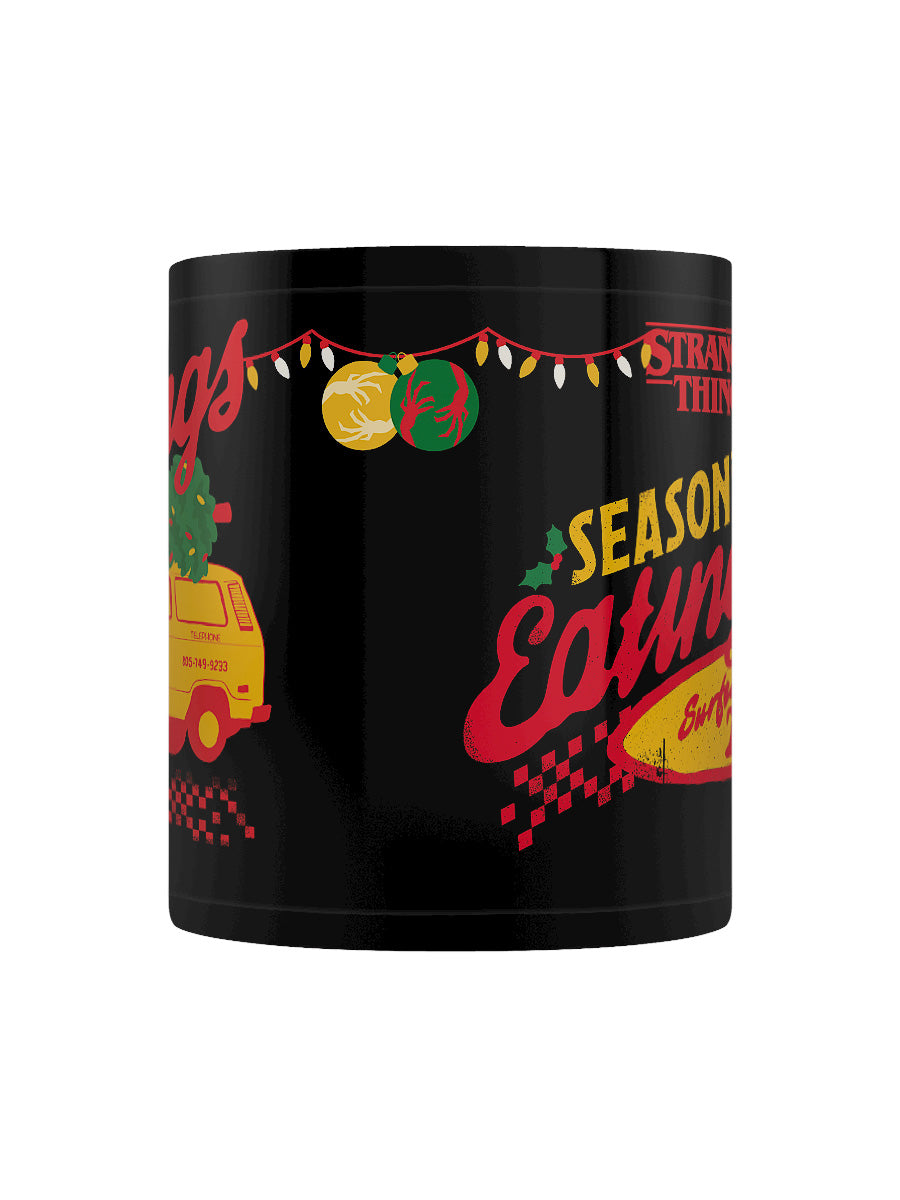 Stranger Things 4 Christmas Seasons Eatings Black Mug