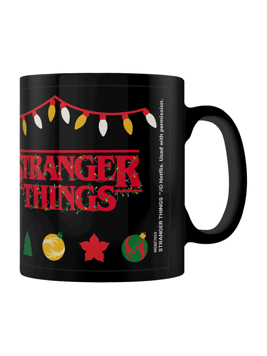 Stranger Things 4 Fairy Lights Black Mug