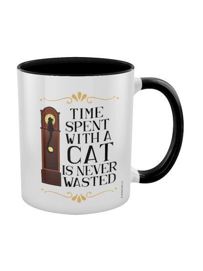Time Spent With a Cat Is Never Wasted Black Inner 2-Tone Mug