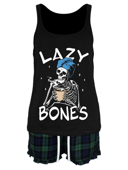 Skeleton Lazy Bones Ladies Short Pyjama Set