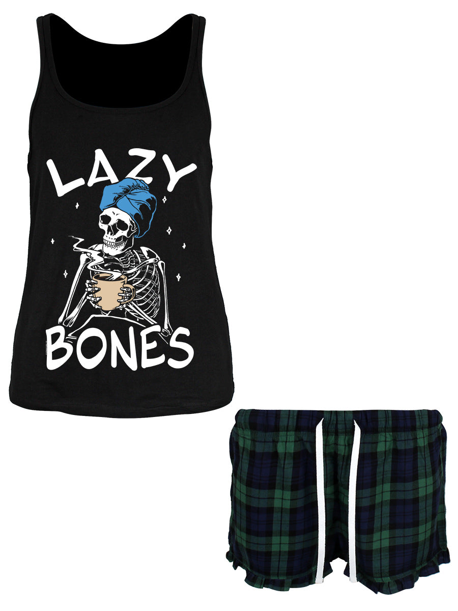 Skeleton Lazy Bones Ladies Short Pyjama Set