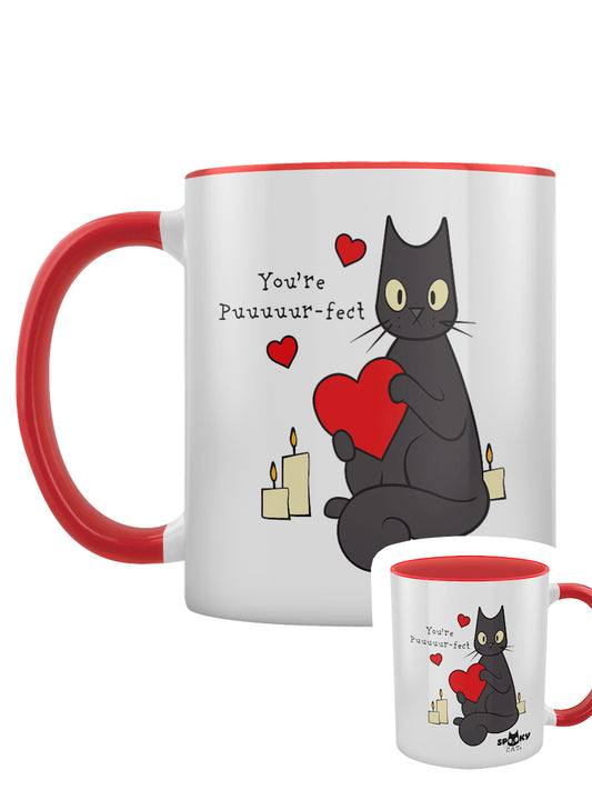 Spooky Cat You're Puuuuur-fect Red Inner 2-Tone Mug