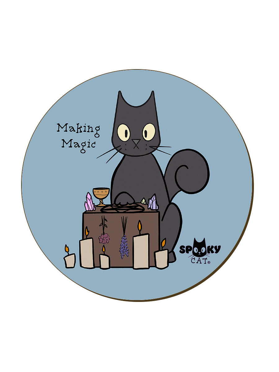 Spooky Cat Making Magic Coaster