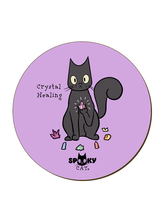 Spooky Cat Crystal Healing Coaster