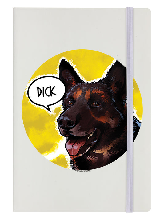 Cute But Abusive Dick Alsatian Cream A5 Hard Cover Notebook