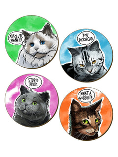 Cute But Abusive Cats - 4 Piece Coaster Set