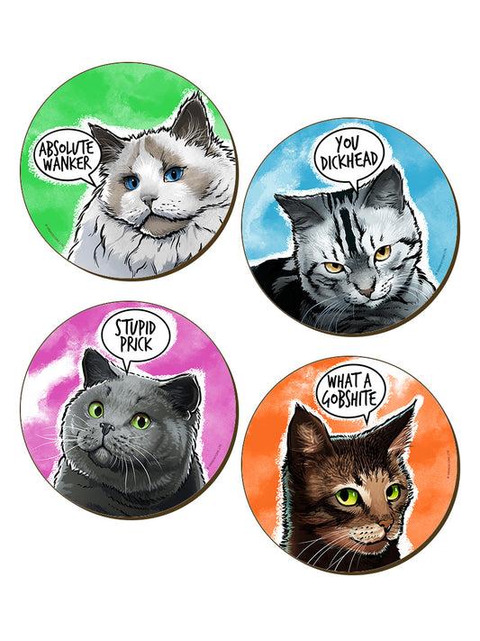 Cute But Abusive Cats - 4 Piece Coaster Set