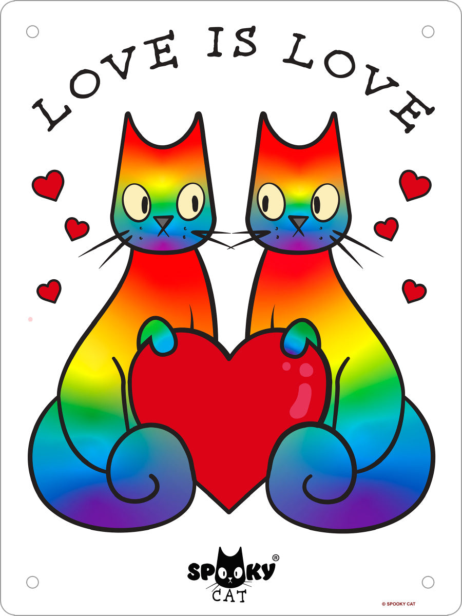 Spooky Cat Love Is Love Mini Tin Sign