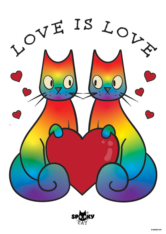 Spooky Cat Love Is Love Mini Poster