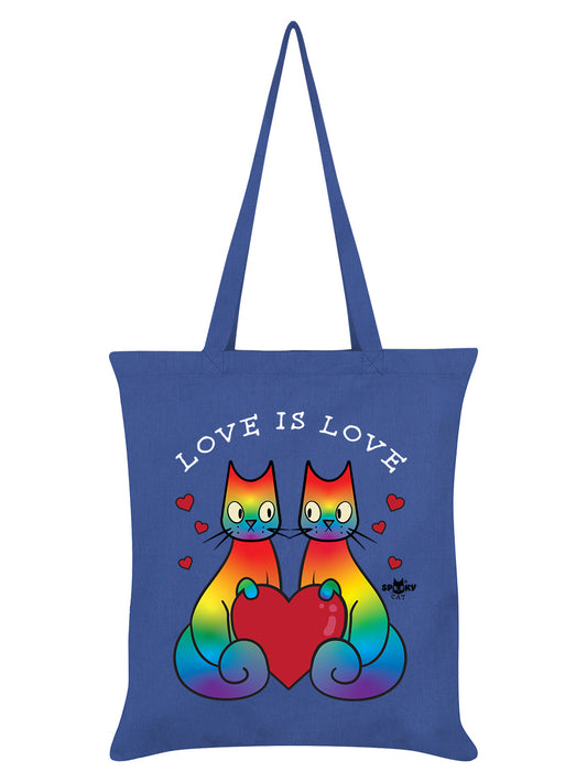 Spooky Cat Love Is Love Cornflower Blue Tote Bag