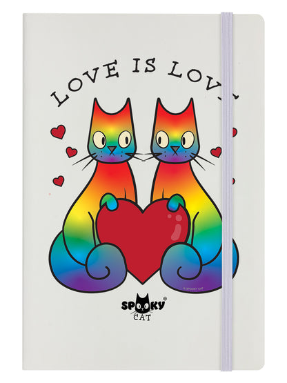 Spooky Cat Love Is Love Cream A5 Hard Cover Notebook