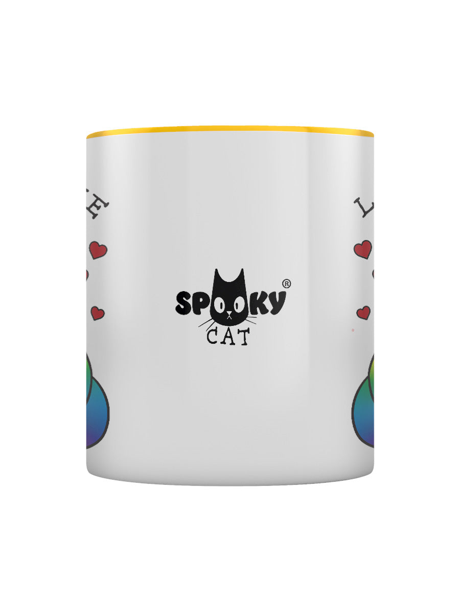 Spooky Cat Love Is Love Yellow Inner 2-Tone Mug