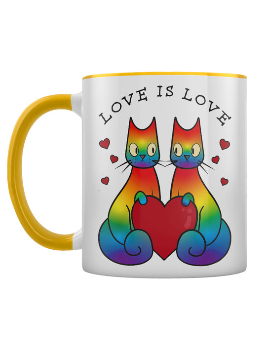 Spooky Cat Love Is Love Yellow Inner 2-Tone Mug