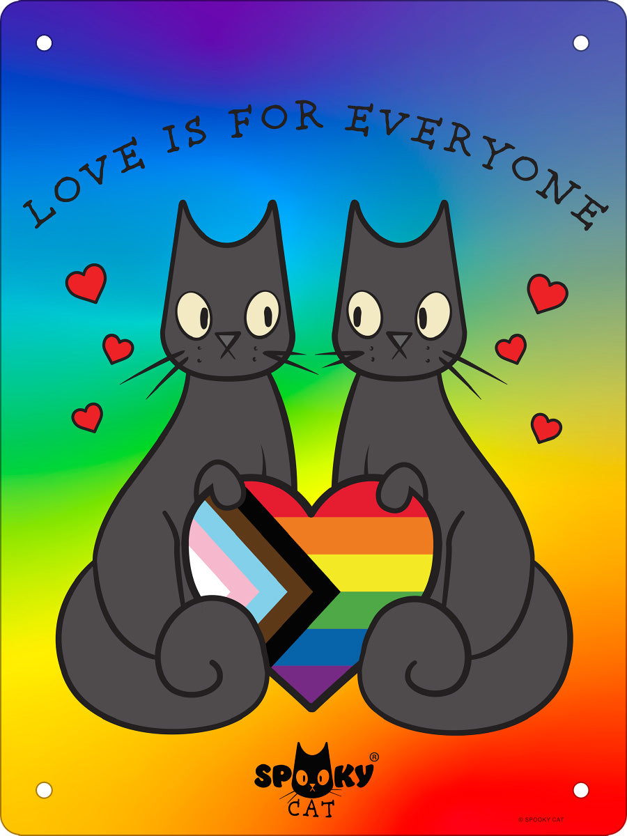 Spooky Cat Love Is For Everyone Mini Tin Sign