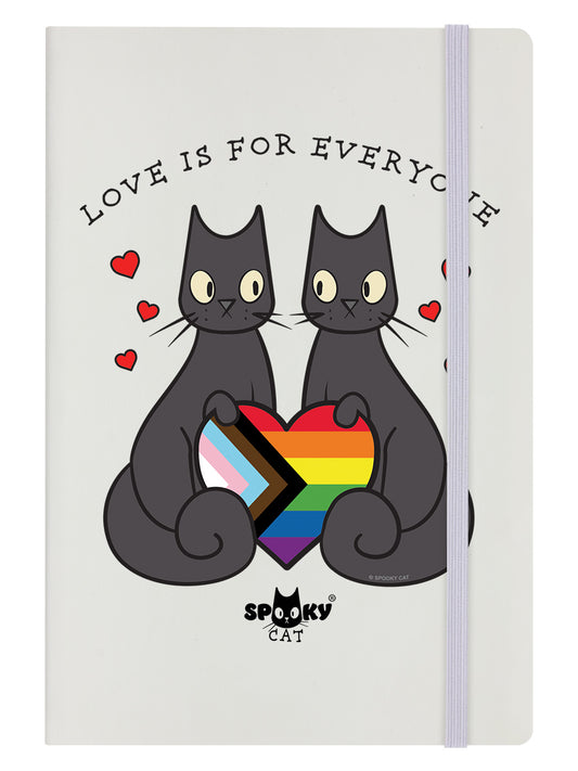 Spooky Cat Love Is For Everyone Cream A5 Hard Cover Notebook