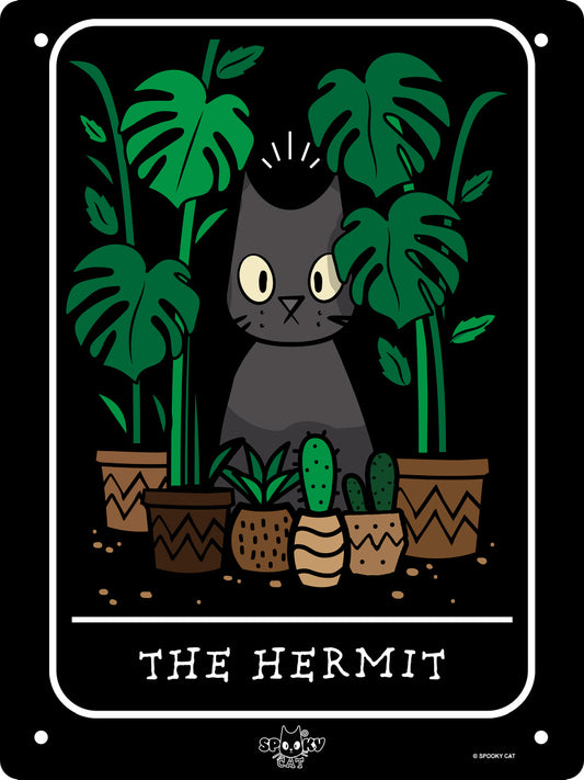 Spooky Cat Tarot The Hermit Mini Tin Sign