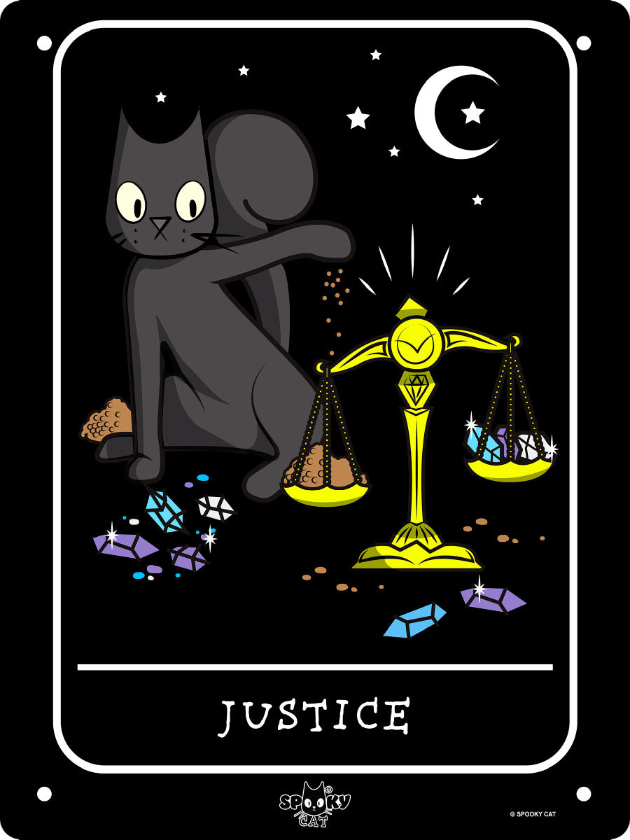 Spooky Cat Tarot - Justice Mini Tin Sign