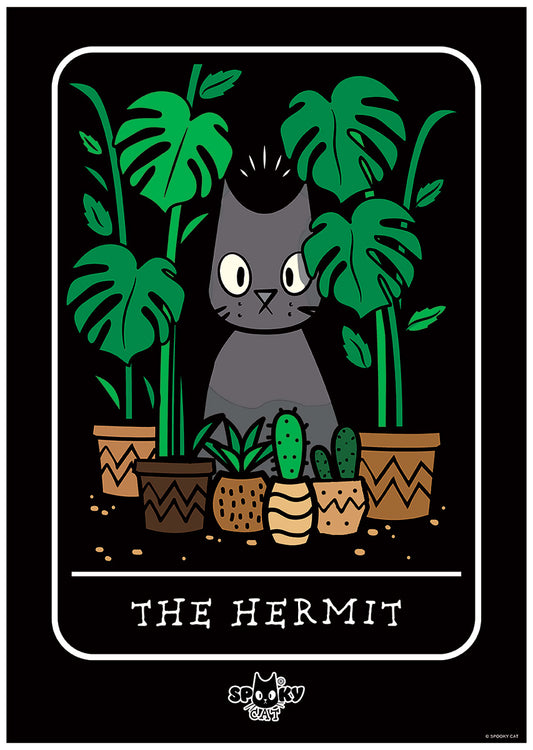 Spooky Cat Tarot The Hermit Mini Poster