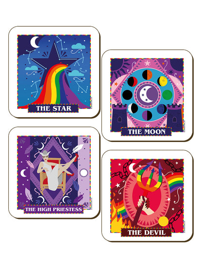 Deadly Tarot Pride The High Priestess, The Star, The Moon & The Devil 4 Piece Coaster Set