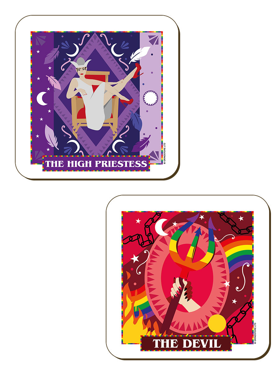 Deadly Tarot Pride The High Priestess, The Star, The Moon & The Devil 4 Piece Coaster Set